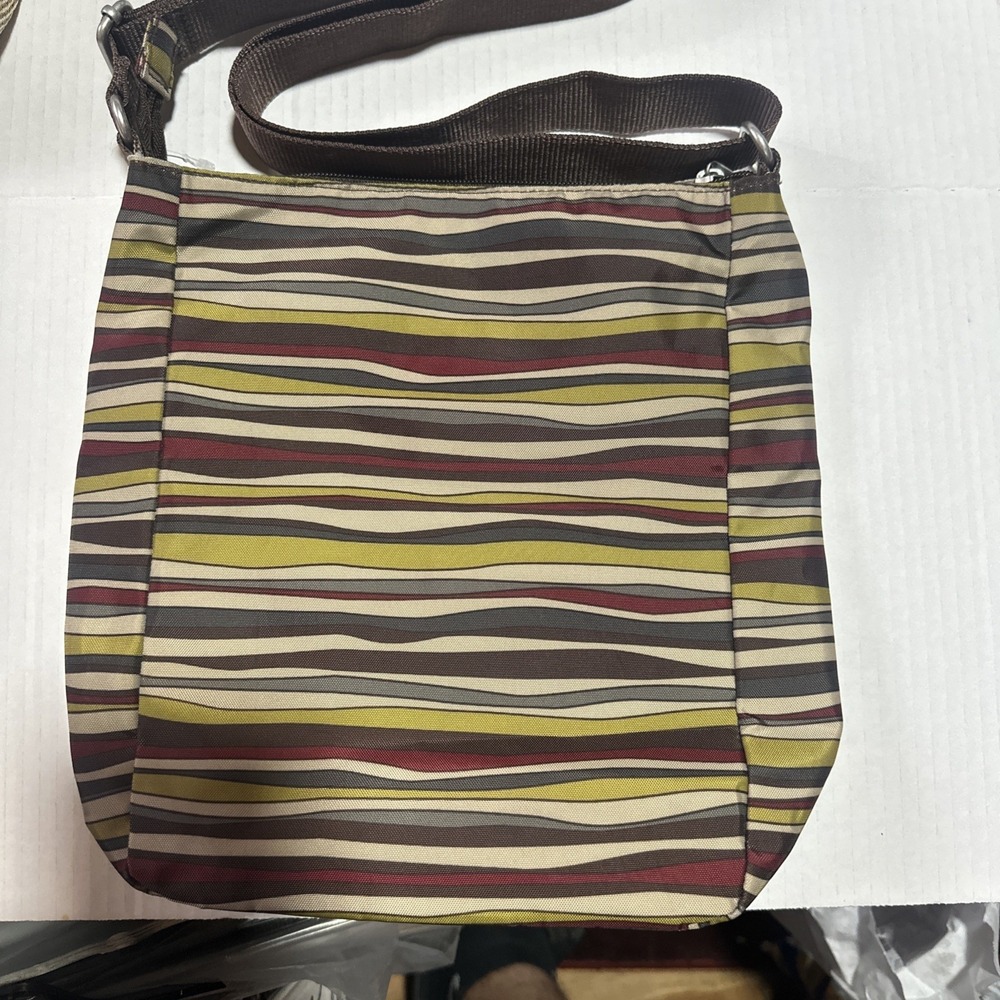 Baggallini Striped Crossbody Bag Purse Multi Fall Colors Adjustable Strap Travel